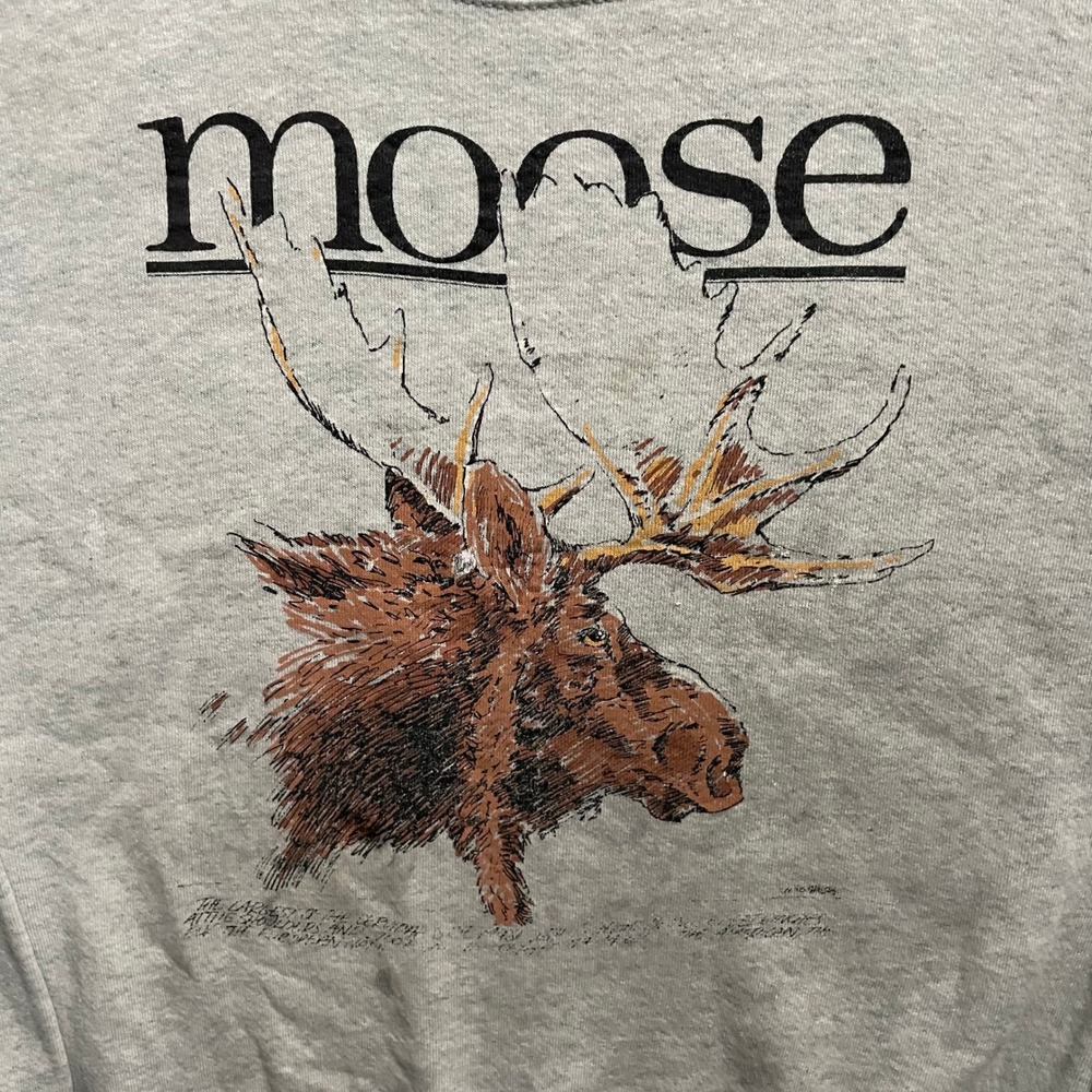 Vintage Moose Graphic Sweatshirt Men Large Grey 90s - Picture 2 of 9